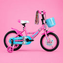 Bicicleta Infantil Menina Aro 16 Princesa com LED, Cestinha e Rodinhas | 4 a 8 Anos