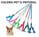 Coleira Guia Peitoral Ajustável para Cães e Gatos - Ajuste Perfeito e Mais Liberdade nos Passeios