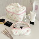 Bolsa de maquiagem de algodão acolchoado para mulheres Organizador cosmético com