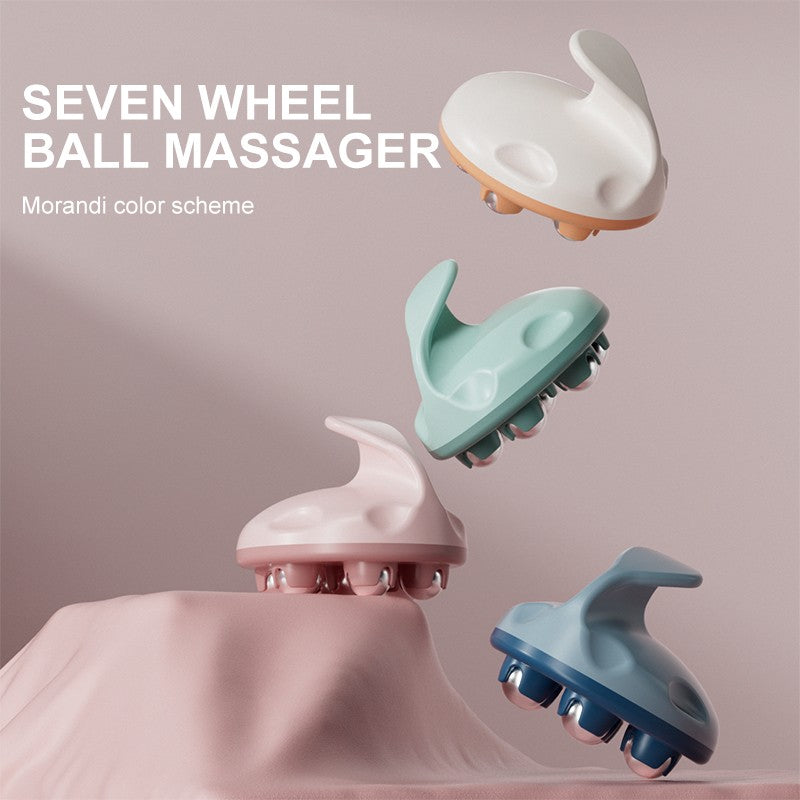 Massageador de bola portátil com 7 contas, bola magnética de aço, músculos de co