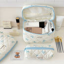 Bolsa de maquiagem de algodão acolchoado para mulheres Organizador cosmético com
