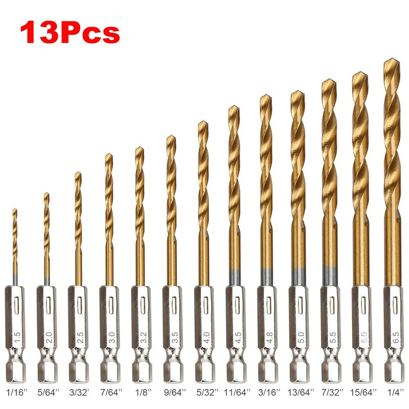 Kit 13 Brocas de Titânio 1,5–6,5mm – Mais Precisão e Resistência para Seus Projetos!