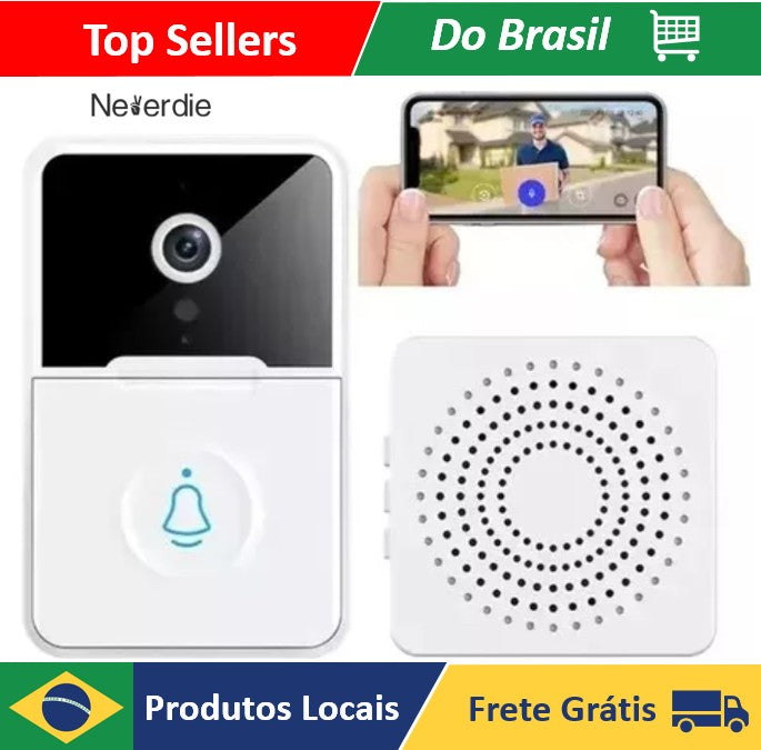 Campainha Inteligente Wi-Fi com Câmera e Áudio — Mais Segurança na Palma da Mão!