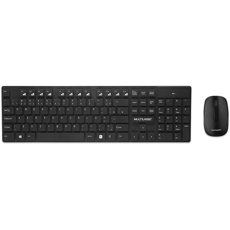 Kit Teclado e Mouse Sem Fio Multilaser TC251 Preto USB 2.4GHz com Teclas Flutuantes e 1200 DPI
