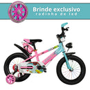 Bicicleta Infantil Aro 14 Rosa Shark com LED | Pneu Grosso, Rodinhas Laterais e Freio V-Brake | 3 a 7 Anos