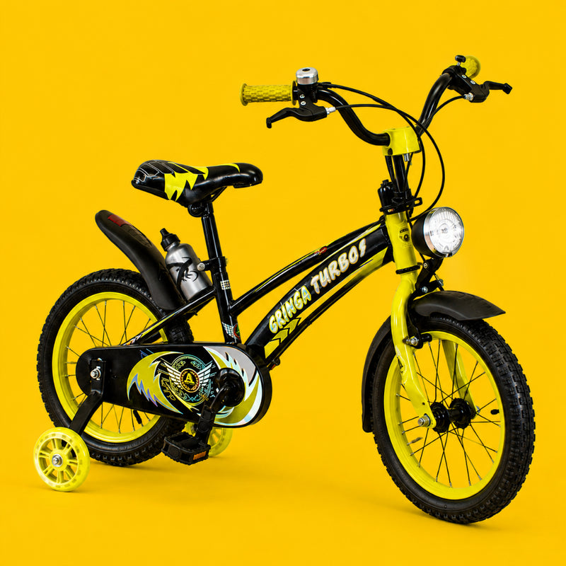 Bicicleta Infantil Aro 20 Old School Amarela com LED e Farol | Pneu Grosso, Freio V-Brake | 9 a 12 Anos